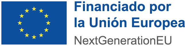 Logo de la Unión Europea con el texto "Financiado por la Unión Europea" y "NextGenerationEU", representando el apoyo financiero y las iniciativas de desarrollo sostenible en Europa.
